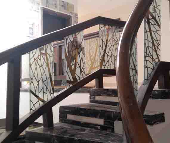 Glass stairs,  railing